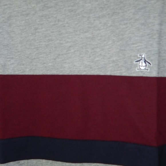 NWT MEN’S Original Penguin SS Crew Neck Color Block Rain Heather T SHIRT Large - Picture 3 of 3